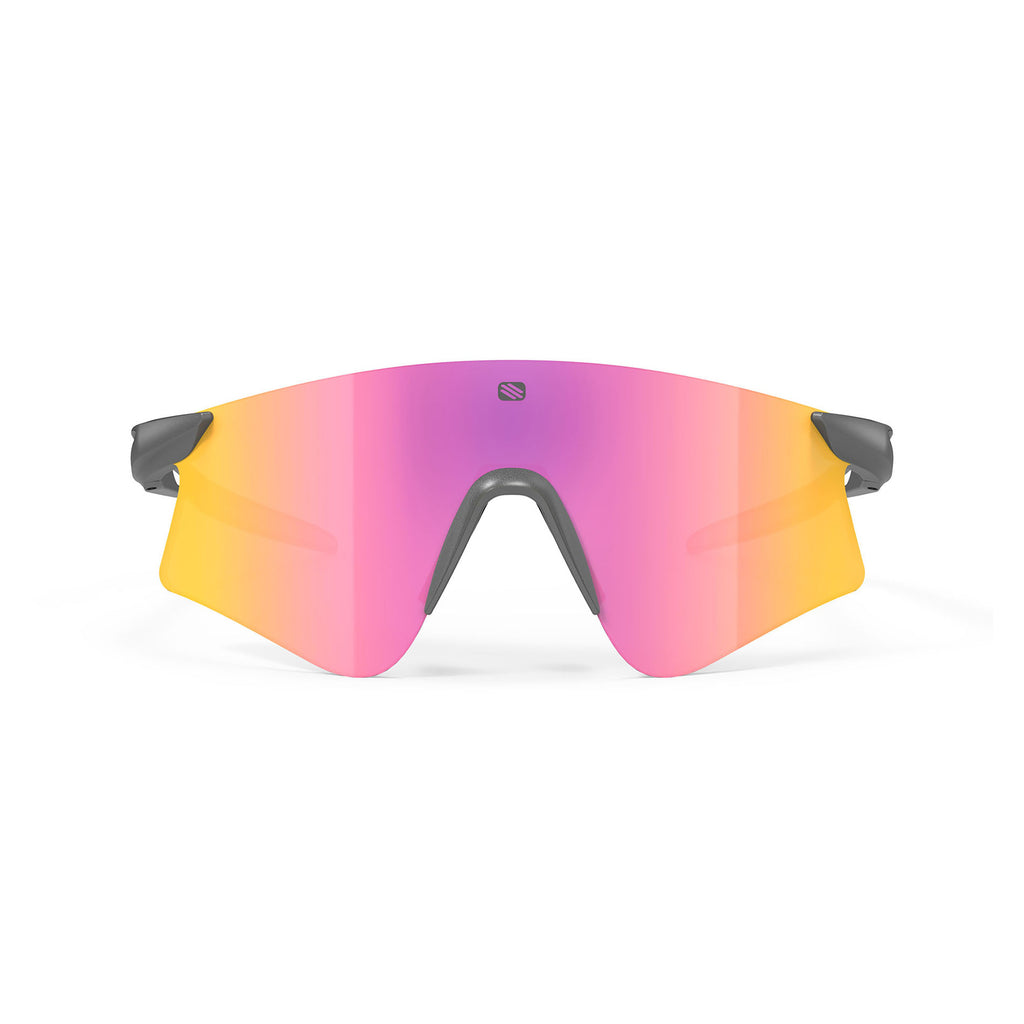 Rudy Project Astral running, cycling, gravel and mountain biking sport shield prescription sunglasses#color_astral-metal-titanium-matte-frame-with-multilaser-sunset-lenses