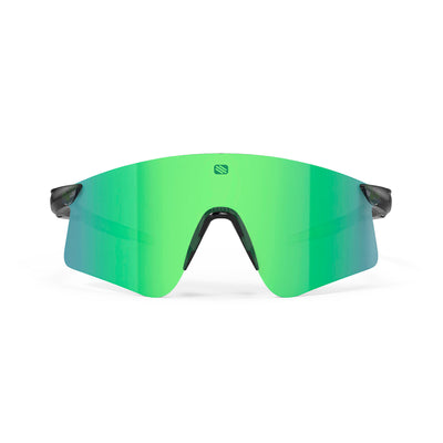 Rudy Project Astral X running, cycling, gravel and mountain biking sport shield prescription sunglasses#color_astral-x-crystal-ash-with-multilaser-green-lenses