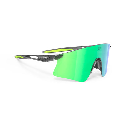 Rudy Project Astral X running, cycling, gravel and mountain biking sport shield prescription sunglasses#color_astral-x-crystal-ash-with-multilaser-green-lenses