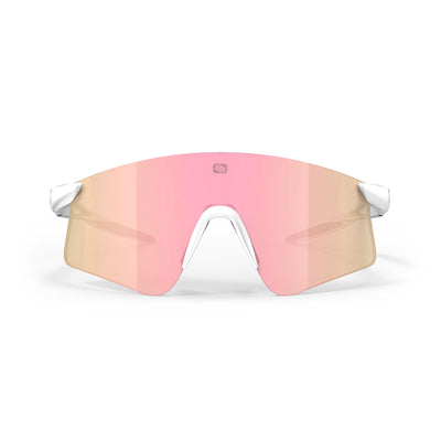 Rudy Project Astral X running, cycling, gravel and mountain biking sport shield prescription sunglasses#color_astral-x-white-matte-with-multilaser-rose-gold-lenses