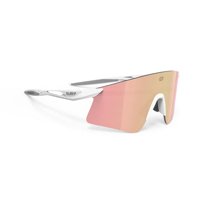 Rudy Project Astral X running, cycling, gravel and mountain biking sport shield prescription sunglasses#color_astral-x-white-matte-with-multilaser-rose-gold-lenses