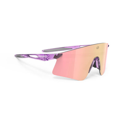 Rudy Project Astral X running, cycling, gravel and mountain biking sport shield prescription sunglasses#color_astral-x-crystal-lilac-with-multilaser-rose-gold-lenses