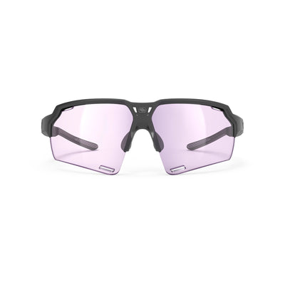 Rudy Project Deltabeat sport sunglasses are perfect for all outdoor activities including running, cycling, gravel biking, mountain biking, golf and pickleball and they're prescription ready#color_deltabeat-black-matte-with-impactx-photochromic-2-laser-purple-lenses