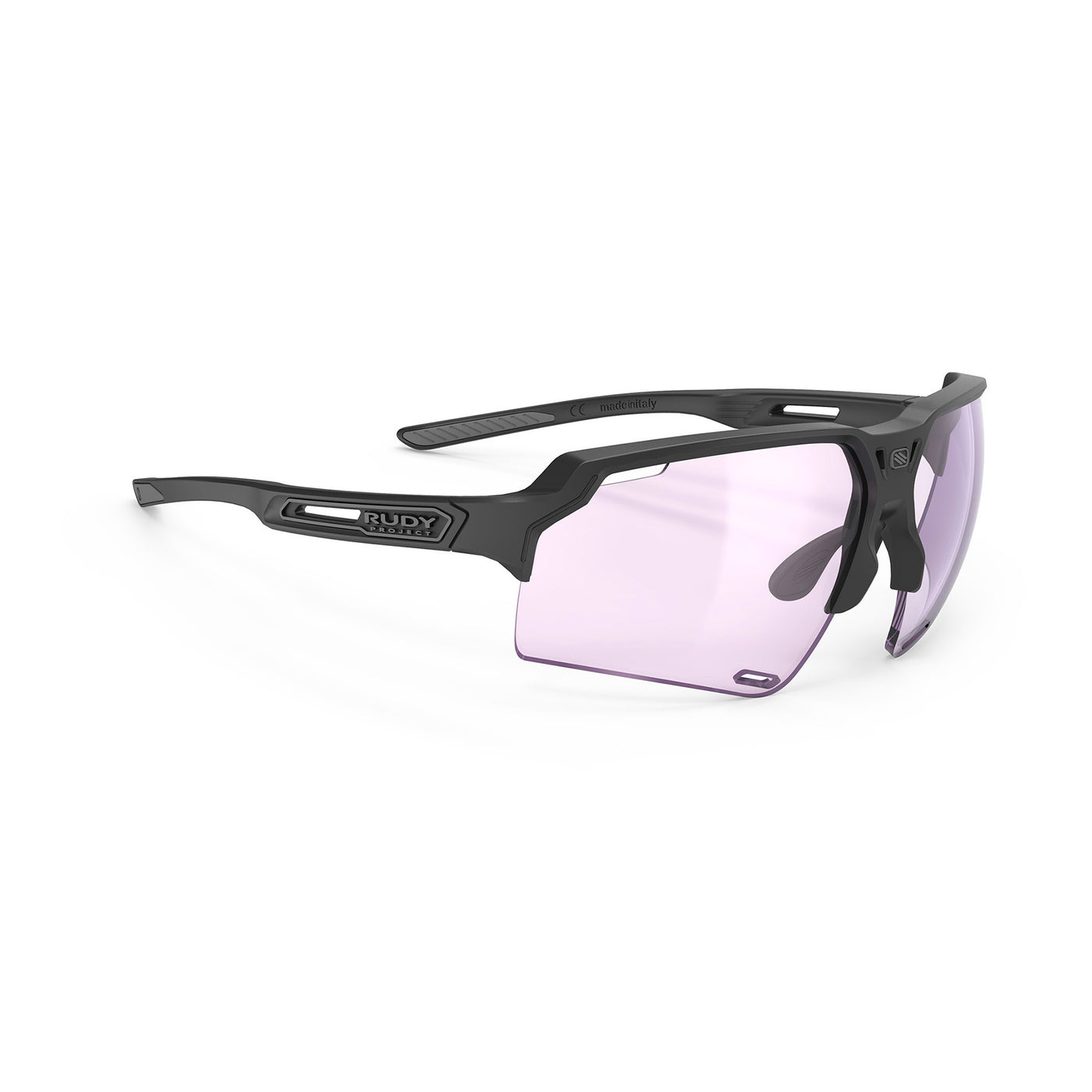 Rudy Project Deltabeat sport sunglasses are perfect for all outdoor activities including running, cycling, gravel biking, mountain biking, golf and pickleball and they're prescription ready#color_deltabeat-black-matte-with-impactx-photochromic-2-laser-purple-lenses