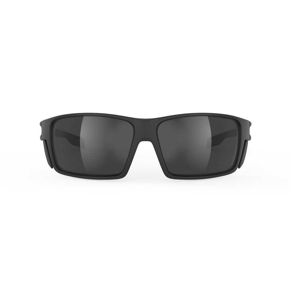 Rudy Project Nyad performance lifestyle prescription ready sunglasses that are perfect for the beach, boating, fishing, hiking and high altitude mountain excursions#color_nyad-stealth-black-matte-with-smoke-black-lenses