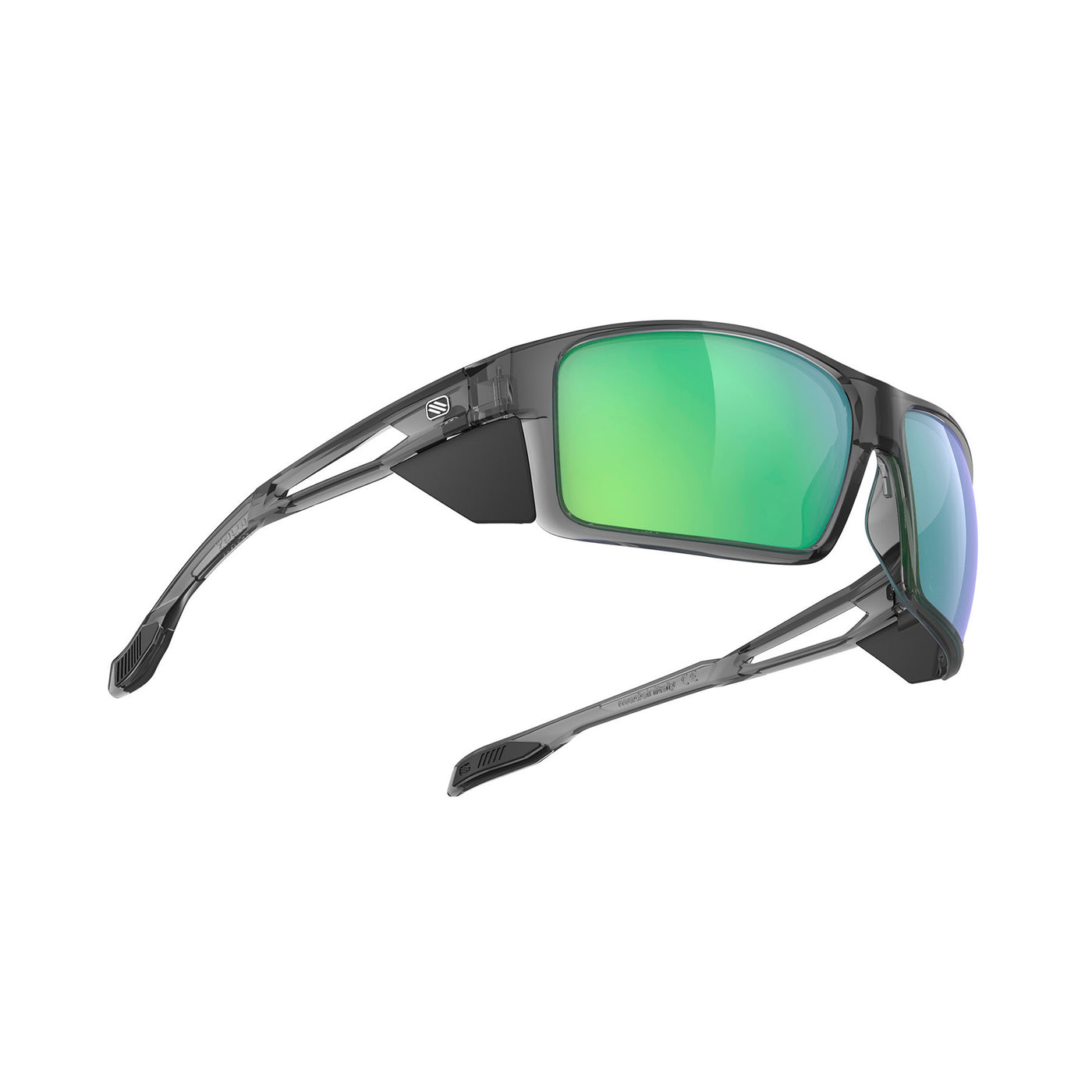 Rudy Project Nyad performance lifestyle prescription ready sunglasses that are perfect for the beach, boating, fishing, hiking and high altitude mountain excursions#color_nyad-crystal-ash-with-multilaser-green-lenses