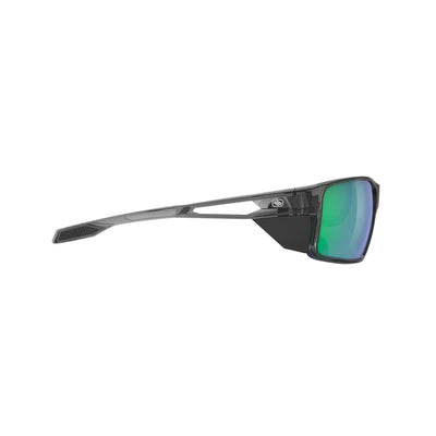 Rudy Project Nyad performance lifestyle prescription ready sunglasses that are perfect for the beach, boating, fishing, hiking and high altitude mountain excursions#color_nyad-crystal-ash-with-multilaser-green-lenses