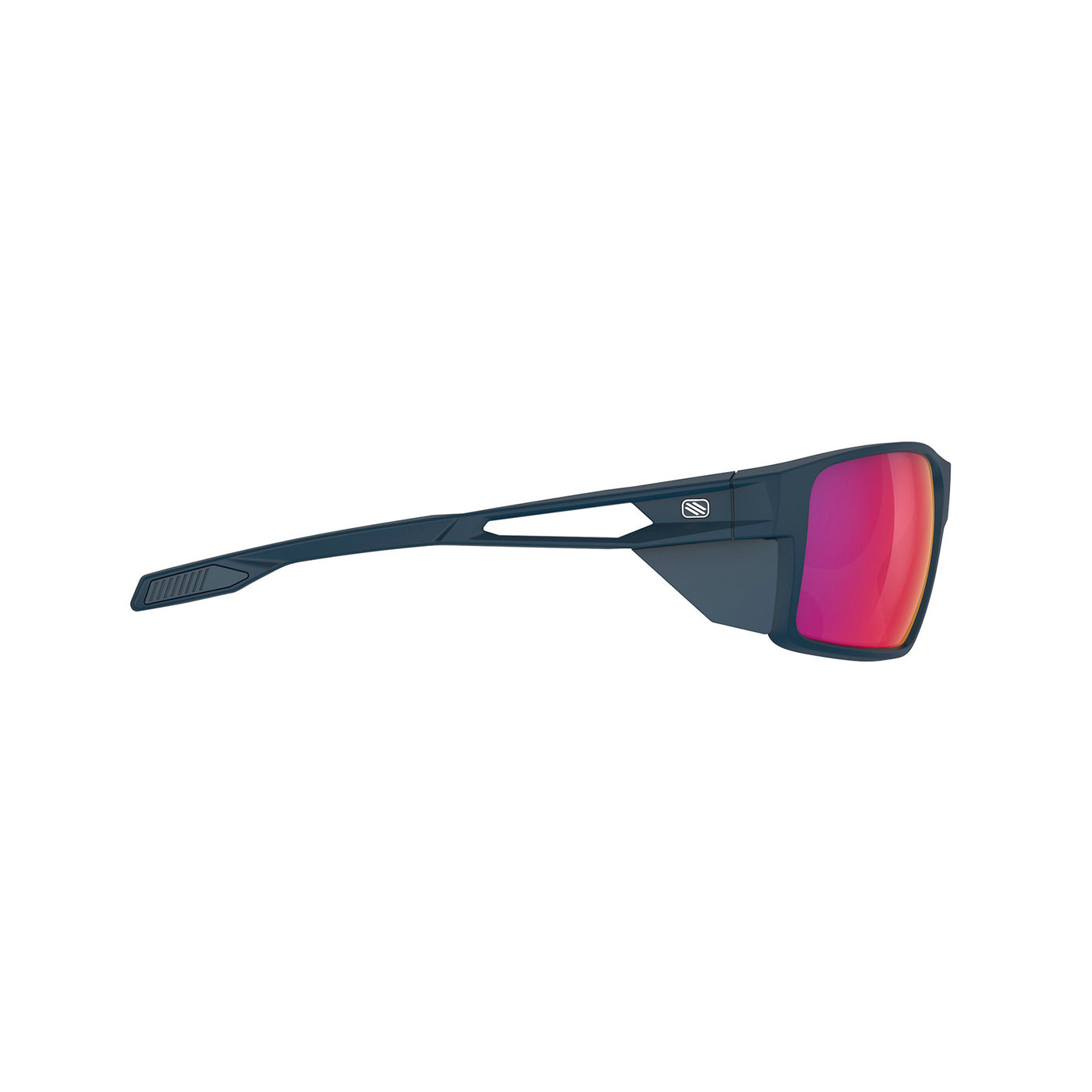 Rudy Project Nyad performance lifestyle prescription ready sunglasses that are perfect for the beach, boating, fishing, hiking and high altitude mountain excursions#color_nyad-nyad-blue-navy-matte-with-polar-3fx-hdr-multilaser-red-lenses