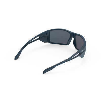 Rudy Project Nyad performance lifestyle prescription ready sunglasses that are perfect for the beach, boating, fishing, hiking and high altitude mountain excursions#color_nyad-nyad-blue-navy-matte-with-polar-3fx-hdr-multilaser-red-lenses