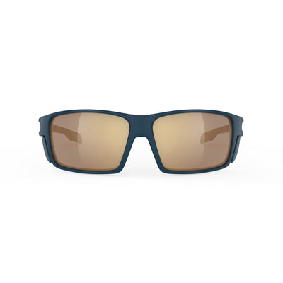 Rudy Project Nyad performance lifestyle prescription ready sunglasses that are perfect for the beach, boating, fishing, hiking and high altitude mountain excursions#color_nyad-blue-navy-matte-with-impactx-photochromic-2-laser-crimson-lenses