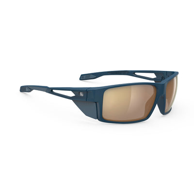 Rudy Project Nyad performance lifestyle prescription ready sunglasses that are perfect for the beach, boating, fishing, hiking and high altitude mountain excursions#color_nyad-blue-navy-matte-with-impactx-photochromic-2-laser-crimson-lenses