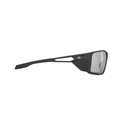 Rudy Project Nyad performance lifestyle prescription ready sunglasses that are perfect for the beach, boating, fishing, hiking and high altitude mountain excursions#color_nyad-stealth-black-matte-with-impactx-photochromic-2-black-lenses