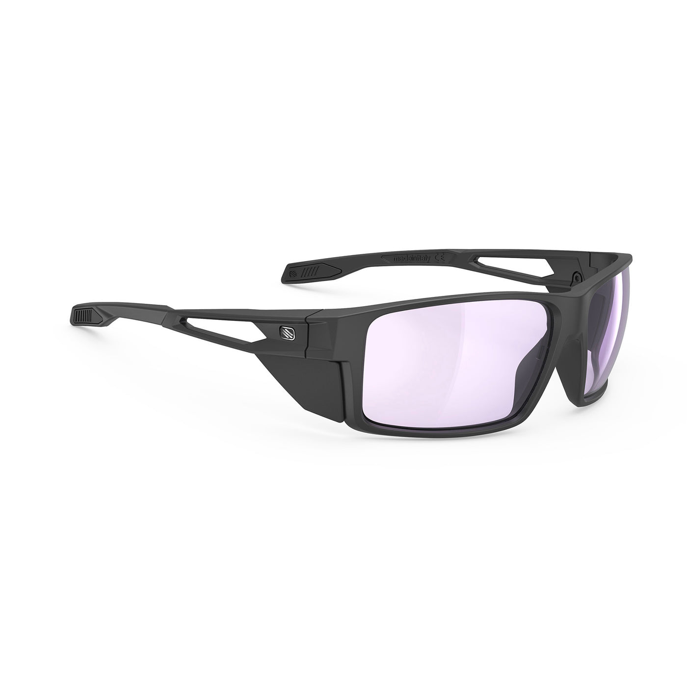 Rudy Project Nyad performance lifestyle prescription ready sunglasses that are perfect for the beach, boating, fishing, hiking and high altitude mountain excursions#color_nyad-black-matte-with-impactx-photochromic-2-laser-purple-lenses