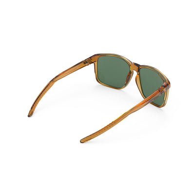 Rudy Project Lightflow active lifestyle sunglasses are perfect for all outdoor activities and they're very prescription friendly#color_overlap-crystal-butterscotch-gloss-with-green-lenses