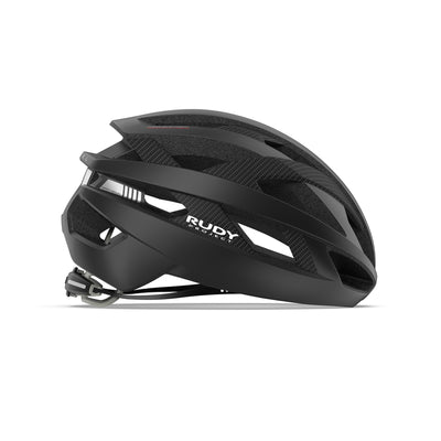 Rudy Project Rebel cycling helmet that’s perfect for road cycling and gravel cycling that’s eco friendly and made with sustainable materials#color_rebel-black-matte-carbon