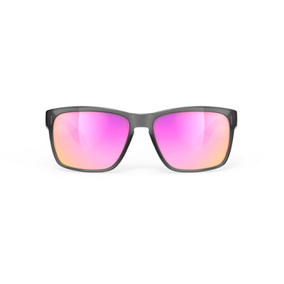 Rudy Project Spinhawk Edge active lifestyle sunglasses or prescription sunglasses are perfect for the beach, boating, fishing and any other outdoor activity#color_spinhawk-edge-crystal-ash-gloss-with-multilaser-sunset-lenses