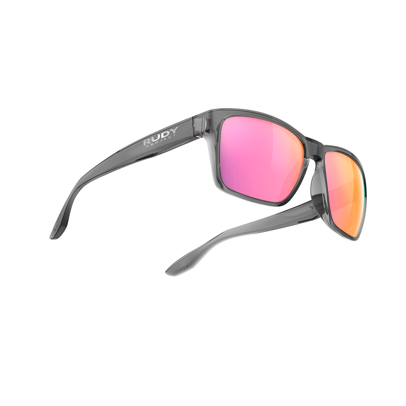 Rudy Project Spinhawk Edge active lifestyle sunglasses or prescription sunglasses are perfect for the beach, boating, fishing and any other outdoor activity#color_spinhawk-edge-crystal-ash-gloss-with-multilaser-sunset-lenses