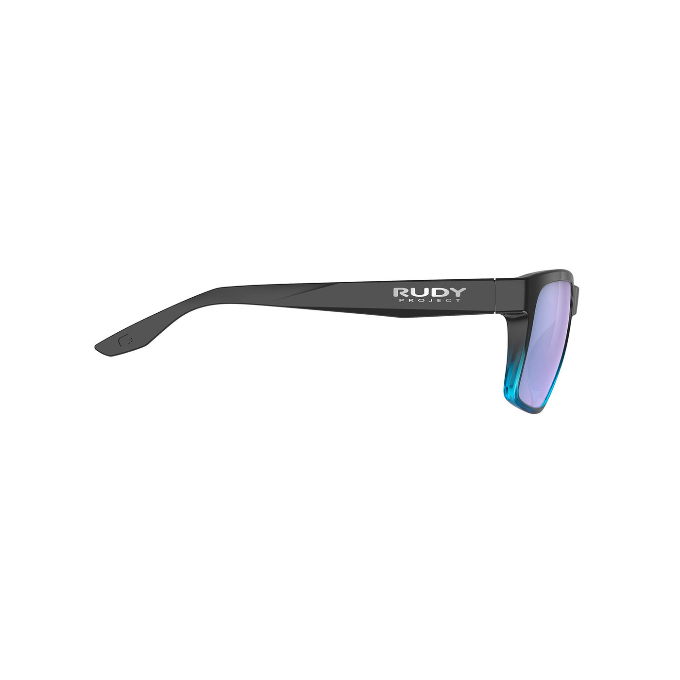 Rudy Project Spinhawk Edge active lifestyle sunglasses or prescription sunglasses are perfect for the beach, boating, fishing and any other outdoor activity#color_spinhawk-edge-black-fade-crystal-azur-gloss-with-multilaser-ice-lenses