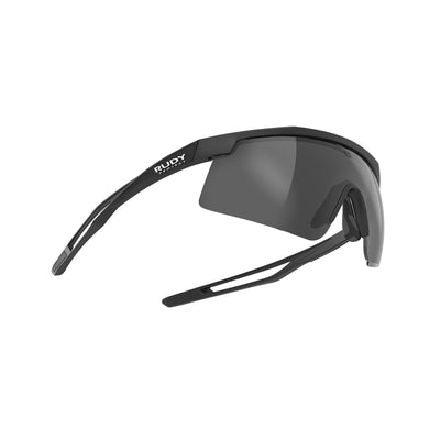 Rudy Project Turbolence all-sport shield sunglasses are perfect for any outdoor activities including running, cycling, gravel biking, mountain biking, boating, golf and pickleball#color_turbolence-black-matte-with-smoke-black-lenses