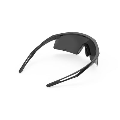 Rudy Project Turbolence all-sport shield sunglasses are perfect for any outdoor activities including running, cycling, gravel biking, mountain biking, boating, golf and pickleball#color_turbolence-black-matte-with-smoke-black-lenses