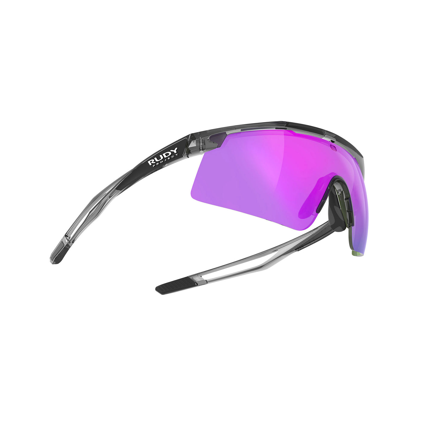 Rudy Project Turbolence all-sport shield sunglasses are perfect for any outdoor activities including running, cycling, gravel biking, mountain biking, boating, golf and pickleball#color_turbolence-crystal-ash-with-multilaser-violet-lenses