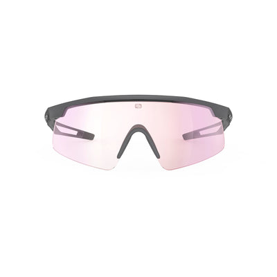 Rudy Project Turbolence all-sport shield sunglasses are perfect for any outdoor activities including running, cycling, gravel biking, mountain biking, boating, golf and pickleball#color_turbolence-charcoal-matte-with-impactx-photochromic-2-laser-red-lenses