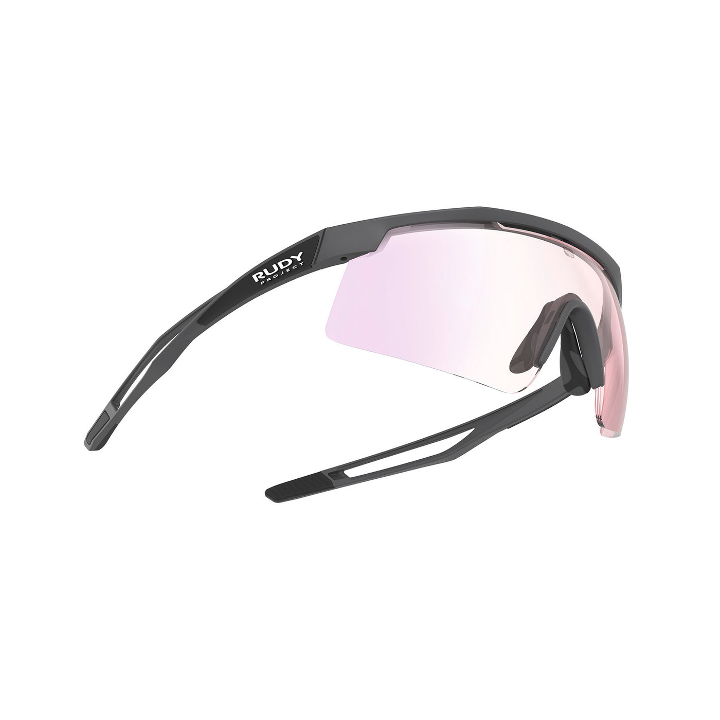 Rudy Project Turbolence all-sport shield sunglasses are perfect for any outdoor activities including running, cycling, gravel biking, mountain biking, boating, golf and pickleball#color_turbolence-charcoal-matte-with-impactx-photochromic-2-laser-red-lenses